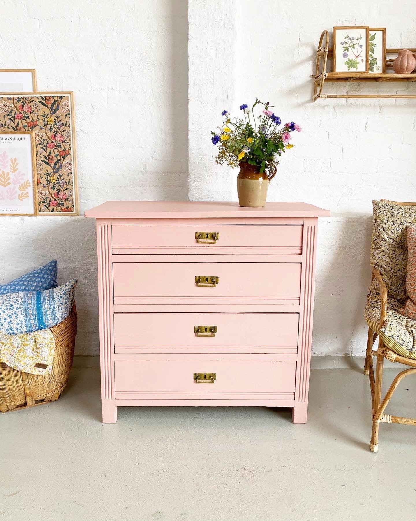 Pink vintage dresser