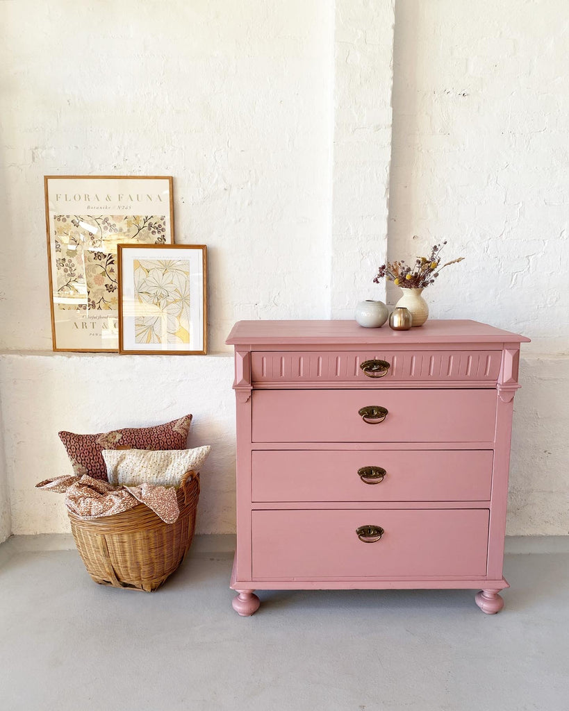 pink vintage dresser Thomasville French Provincial Louis XV Pink Lacquered Triple Dresser, Newly Refinished